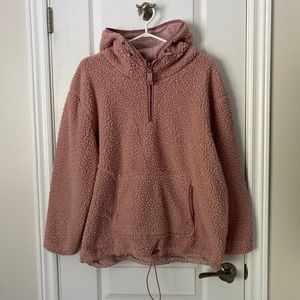 1/4 Zip Pink Sherpa Hoodie